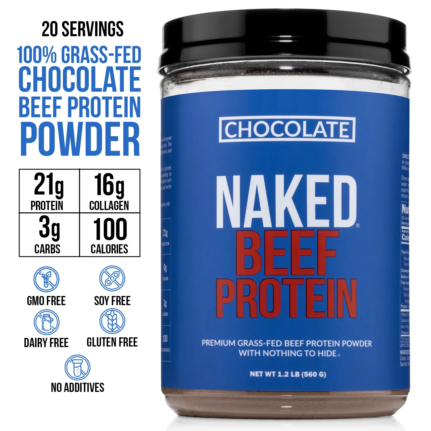 Chocolate Beef Protein Powder | Naked Chocolate Beef Protein - 1.2LB - Image 3