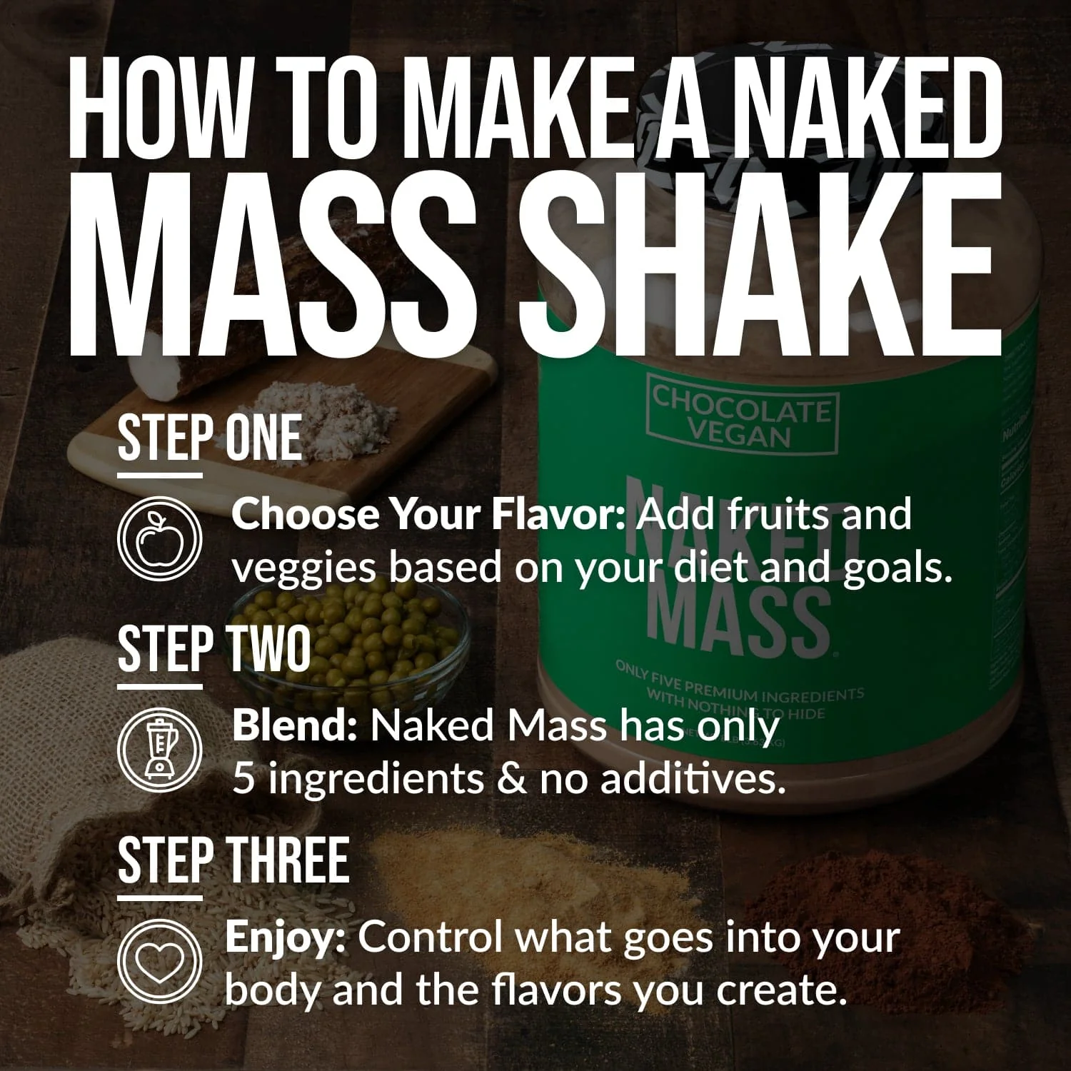 Chocolate Vegan Mass Gainer Supplement | Naked Vegan Mass - 8LB - Image 6