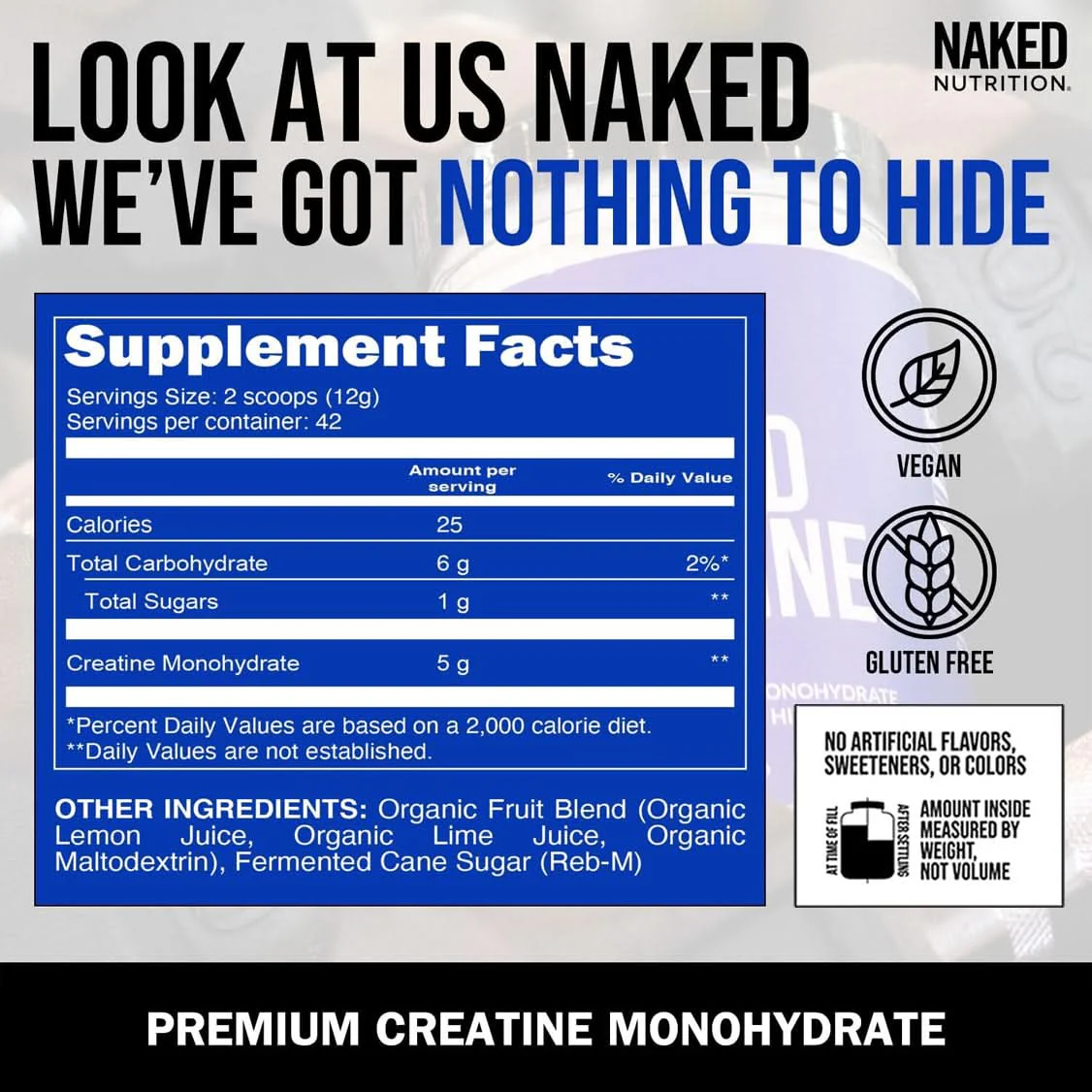 Lemon Lime Creatine Monohydrate Powder | Naked Creatine - 1.1LB - Image 2