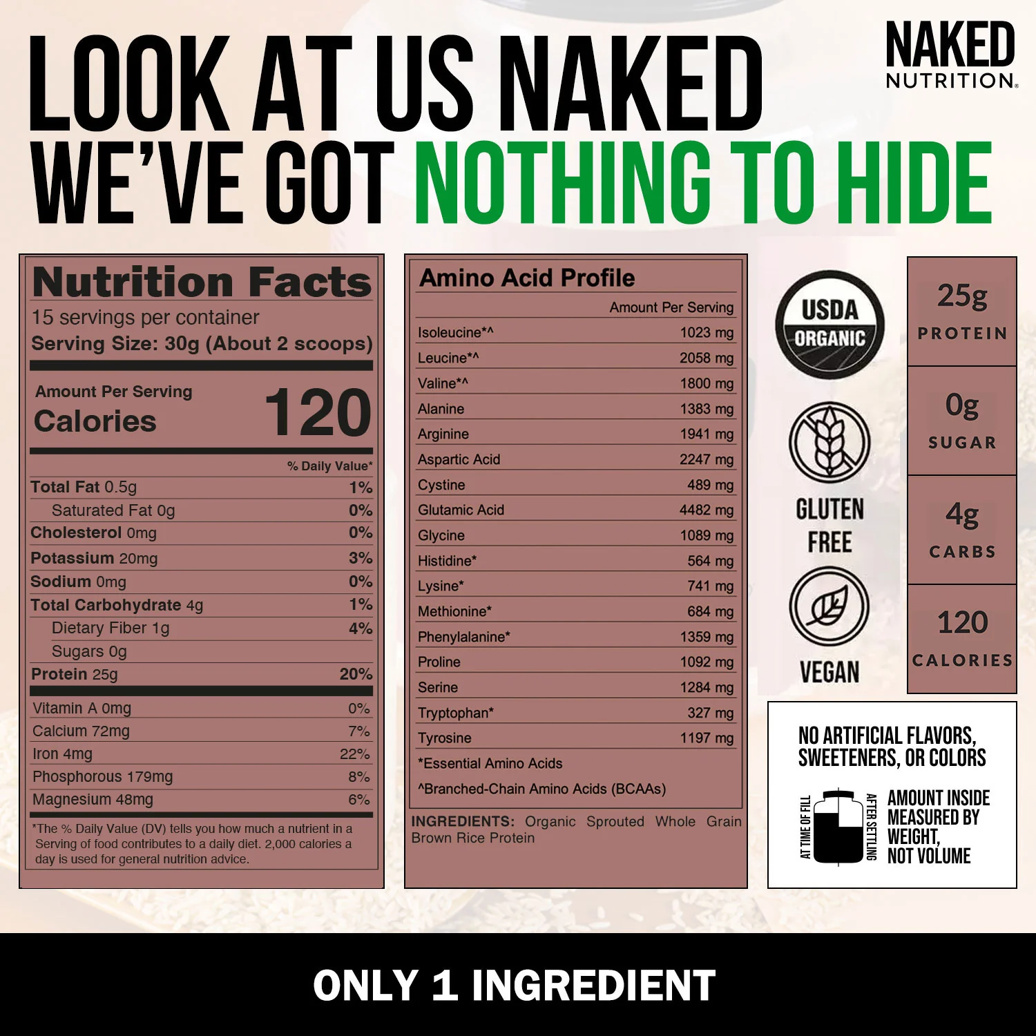 Organic Brown Rice Protein Powder 1lb | Naked Rice - 1lb - Image 2