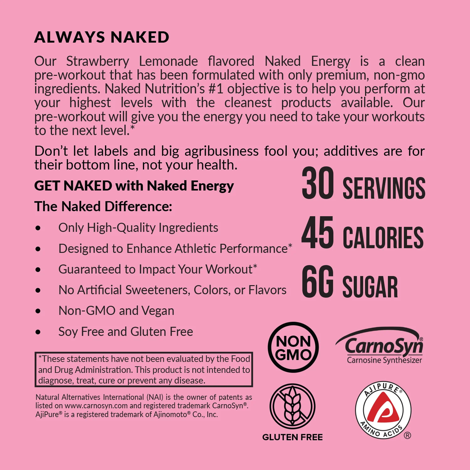 Strawberry Lemonade Pre Workout Supplement | Naked Energy - 30 Servings - Image 2
