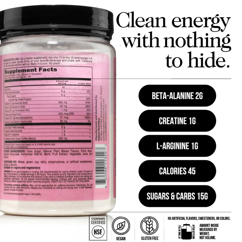 Strawberry Lemonade Pre Workout Supplement | Naked Energy - 30 Servings - Image 4