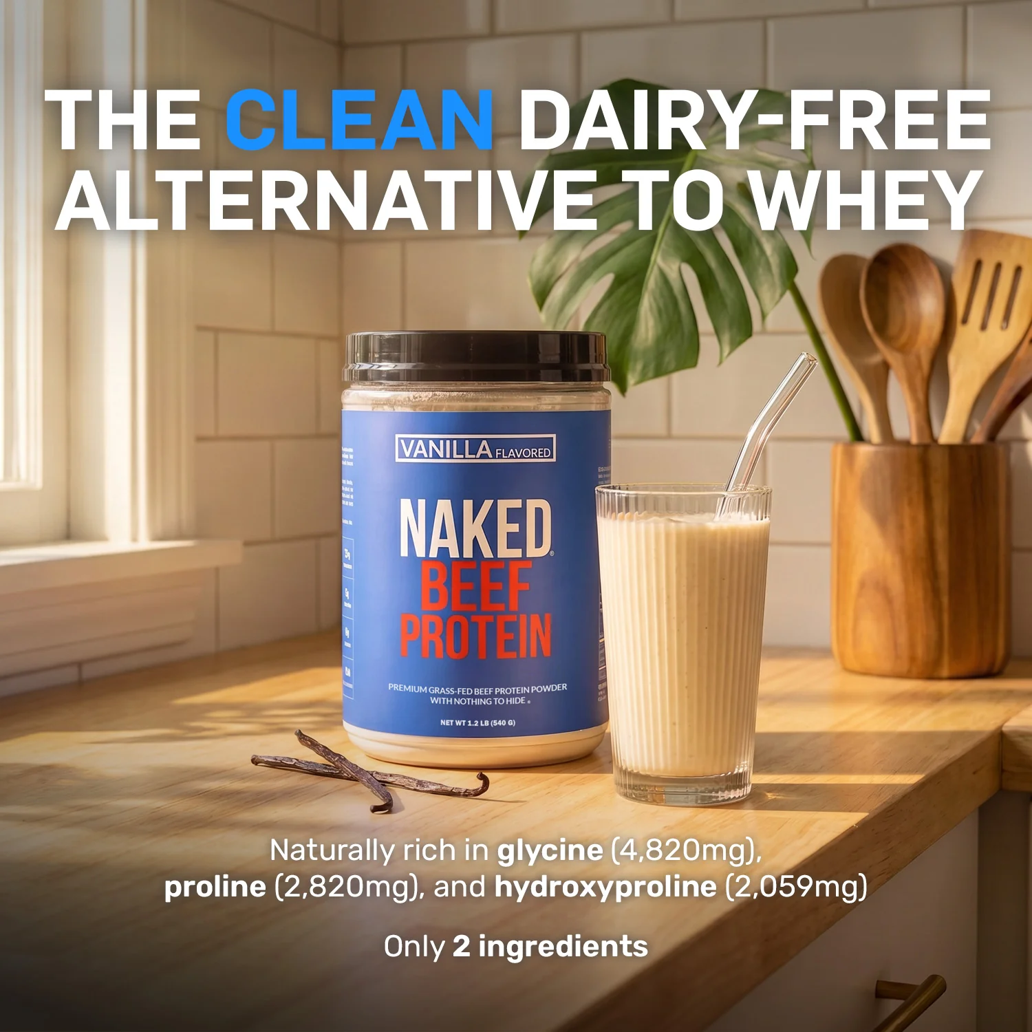 Vanilla Beef Protein Powder | Naked Vanilla Beef Protein - 1.2LB - Image 2