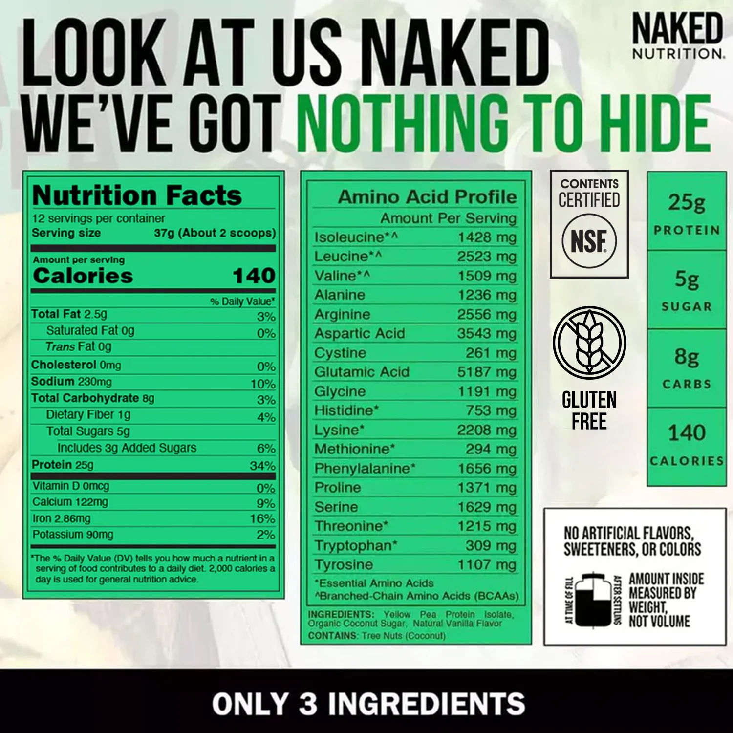 Vanilla Pea Protein Powder | Naked Vanilla Pea - 1LB - Image 4
