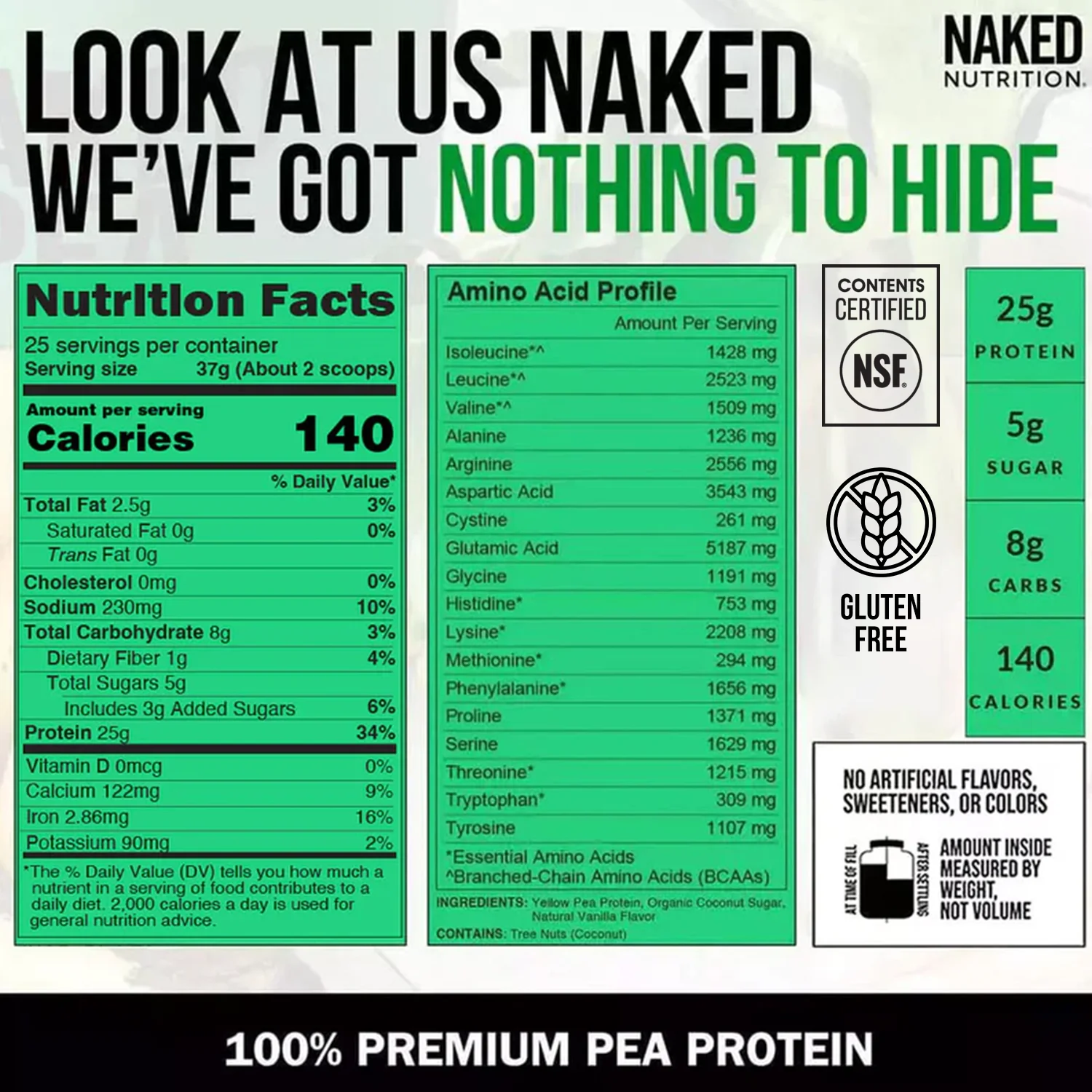 Vanilla Pea Protein Powder | Naked Vanilla Pea - 2LB - Image 4