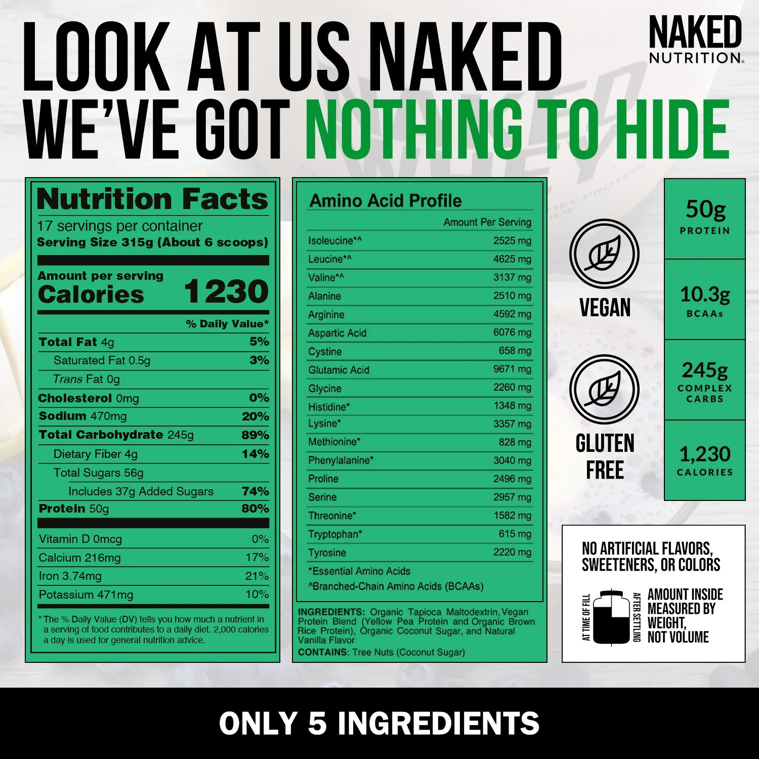Vanilla Vegan Mass Gainer Supplement | Naked Vegan Mass - 12LB - Image 5