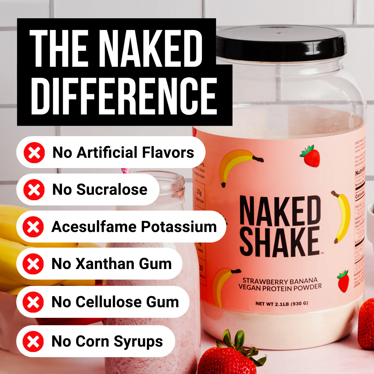 Strawberry Banana Protein Shake | Naked Shake - 30 Servings - Image 2
