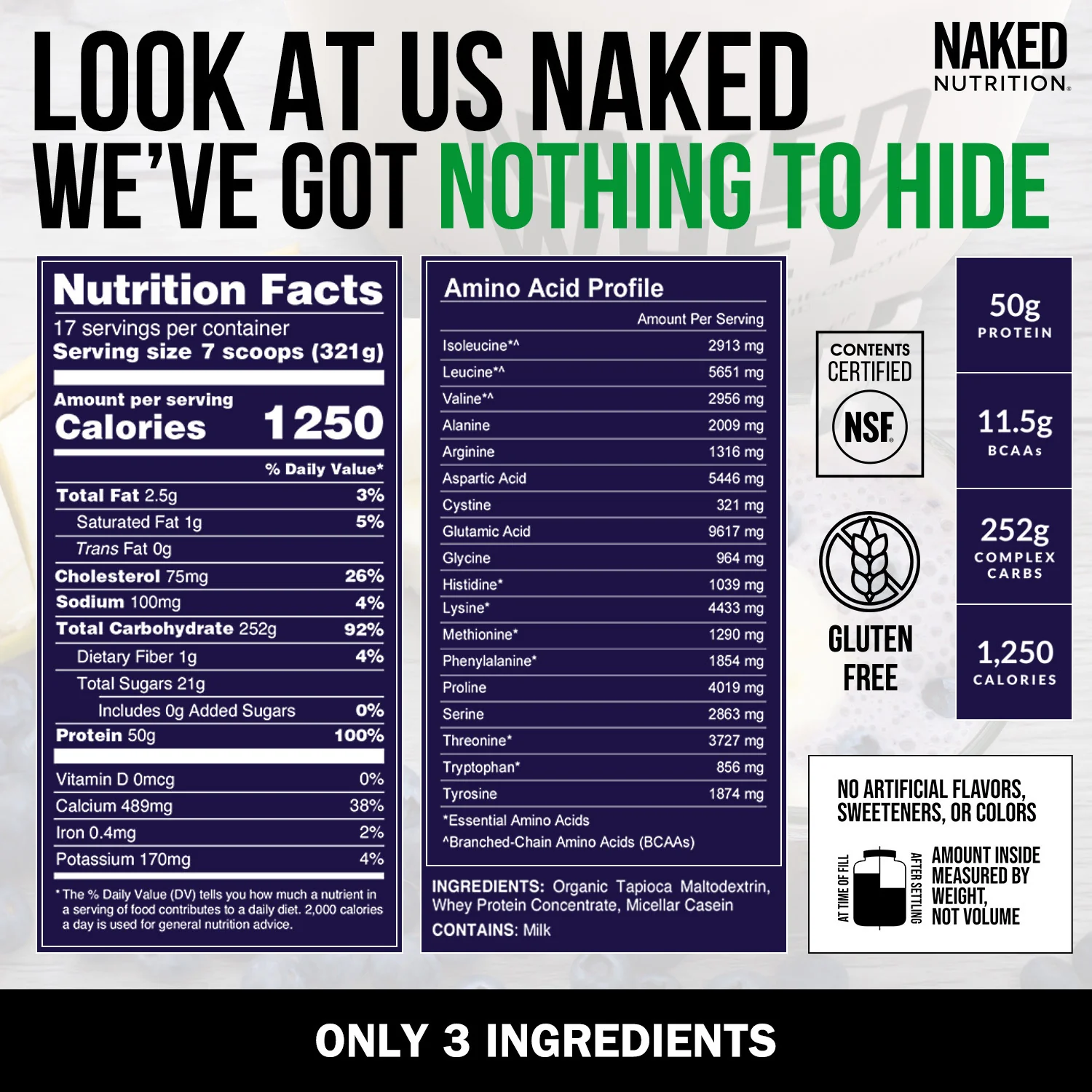 Mass Gainer Protein Supplement | Naked Mass - 12LB - Image 5
