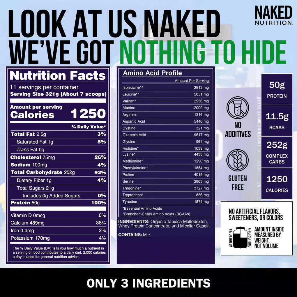 Mass Gainer Protein Supplement | Naked Mass - 8LB - Image 5